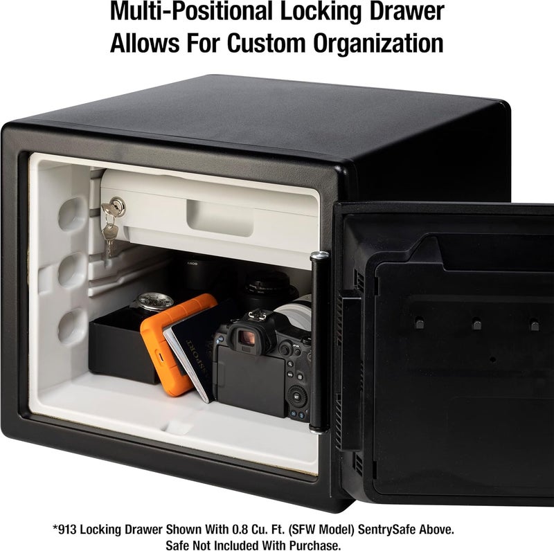 SentrySafe Locking Drawer for SFW082 and SFW123 Safes, Multi-Positional Shelf Accessory for 0.8 and 1.2 Cubic Feet Safes, 913 - Image 3